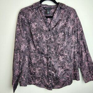 Lane Bryant women size 16 lace print button down shirt